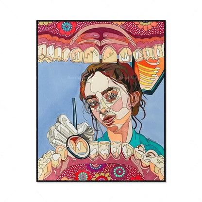 Modern Dental Art Teeth Canvas Painting for Home Living Room  Bedroom Wall Decor Stylish Poster Print