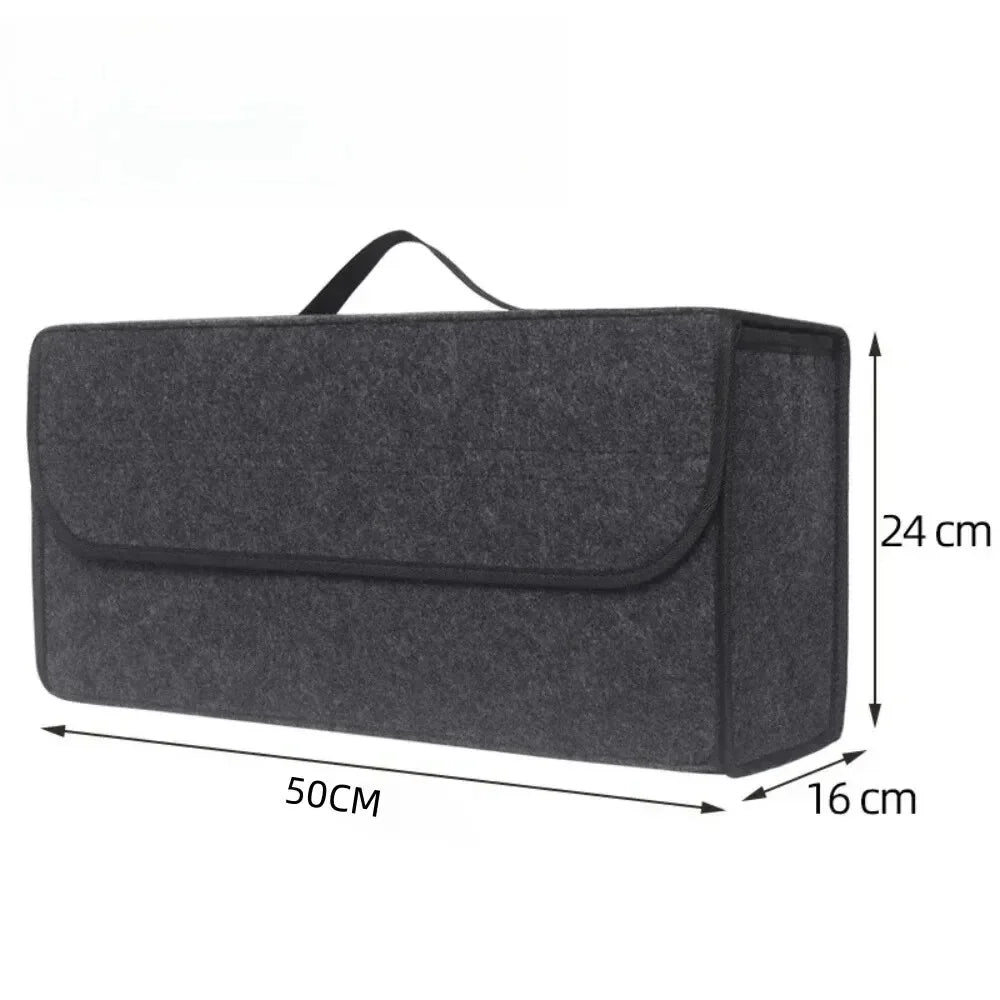 Anti-slip car trunk organizer - large capacity storage box made of soft felt material space-saving car accessory