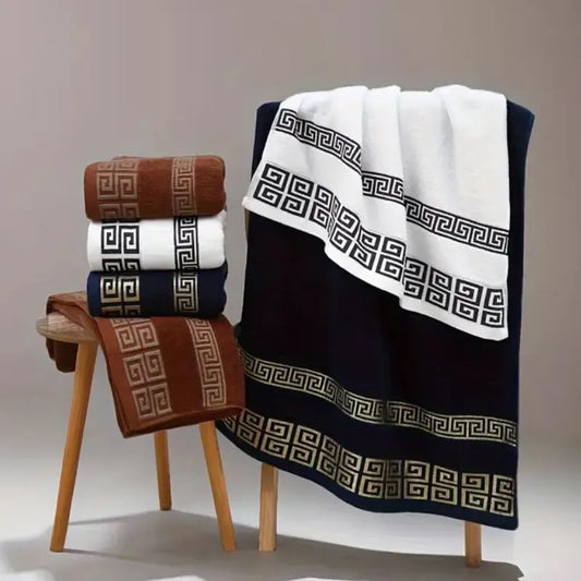 Large 140x70cm Bath Towels Cotton Thick Shower Towel Cover Embroidered Gift Sport Colors - Blue White Brown Black Green Grey