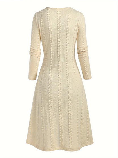 European and American fashion elegant temperament stitching buckle plaid printed knit dress women