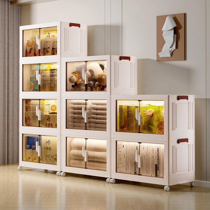 Folding Storage Box Multifunctional Transparent Storage Bins Clothes Toy Makeup Organizer Boxes Bedroom Organizers Box with Lid