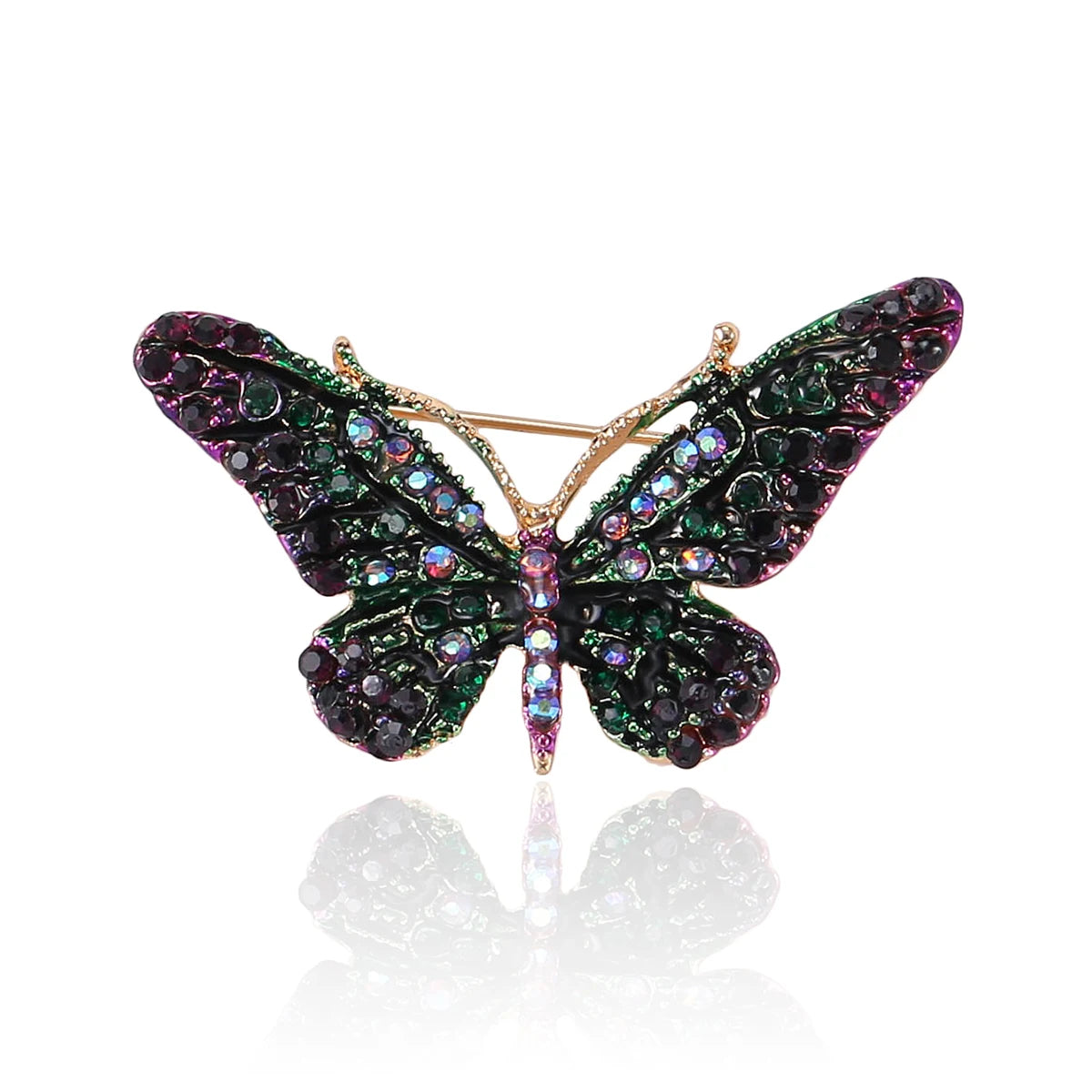 Beaut&Berry Trendy Shiny Rhinestone Butterfly Brooches for Women Unisex Insect Pins Casual Party Accessories New Gifts Friends