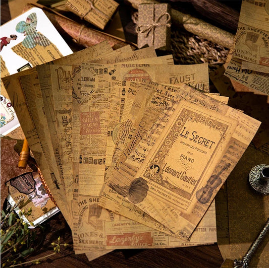 12 pcs/lot Kraft paper material package antique newspaper diy hand account priming decoration collage Memo Pad 6 options