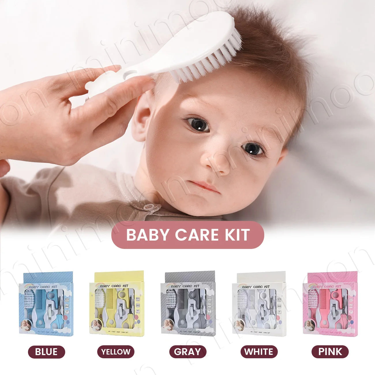 6-Piece Baby Grooming Kit & Hygiene Set, Safe Nail Clippers & Hair Brush Kit for Infant and Toddler Care