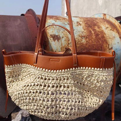 Large Capacity Dumpling Straw Shoulder Bag Women Straw Woven Bag Fashion Plush Wings Armpit Bag For Summer Beach Bucket Bag
