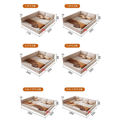 Bedroom Aesthetic Bed Modern Luxury Frame Rail Multifunctional Bed King Size Headboard Camarotes Para Dormitorio Furnitures