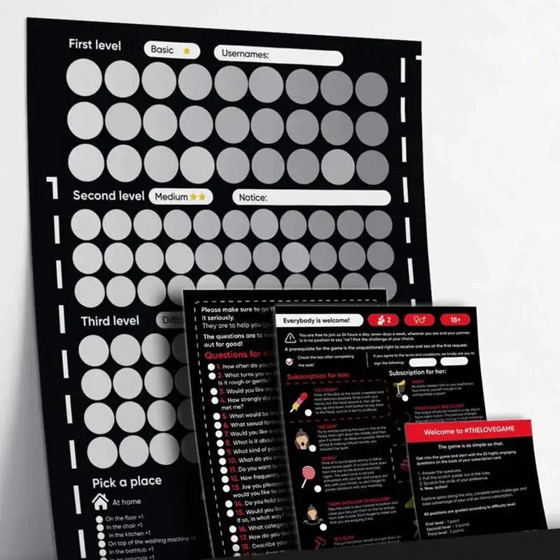 NEW 100 Things To Do Between Couples Couples Games Bedroom Scratch Off Poster 100 Dates Scratch Off List poster  sticker