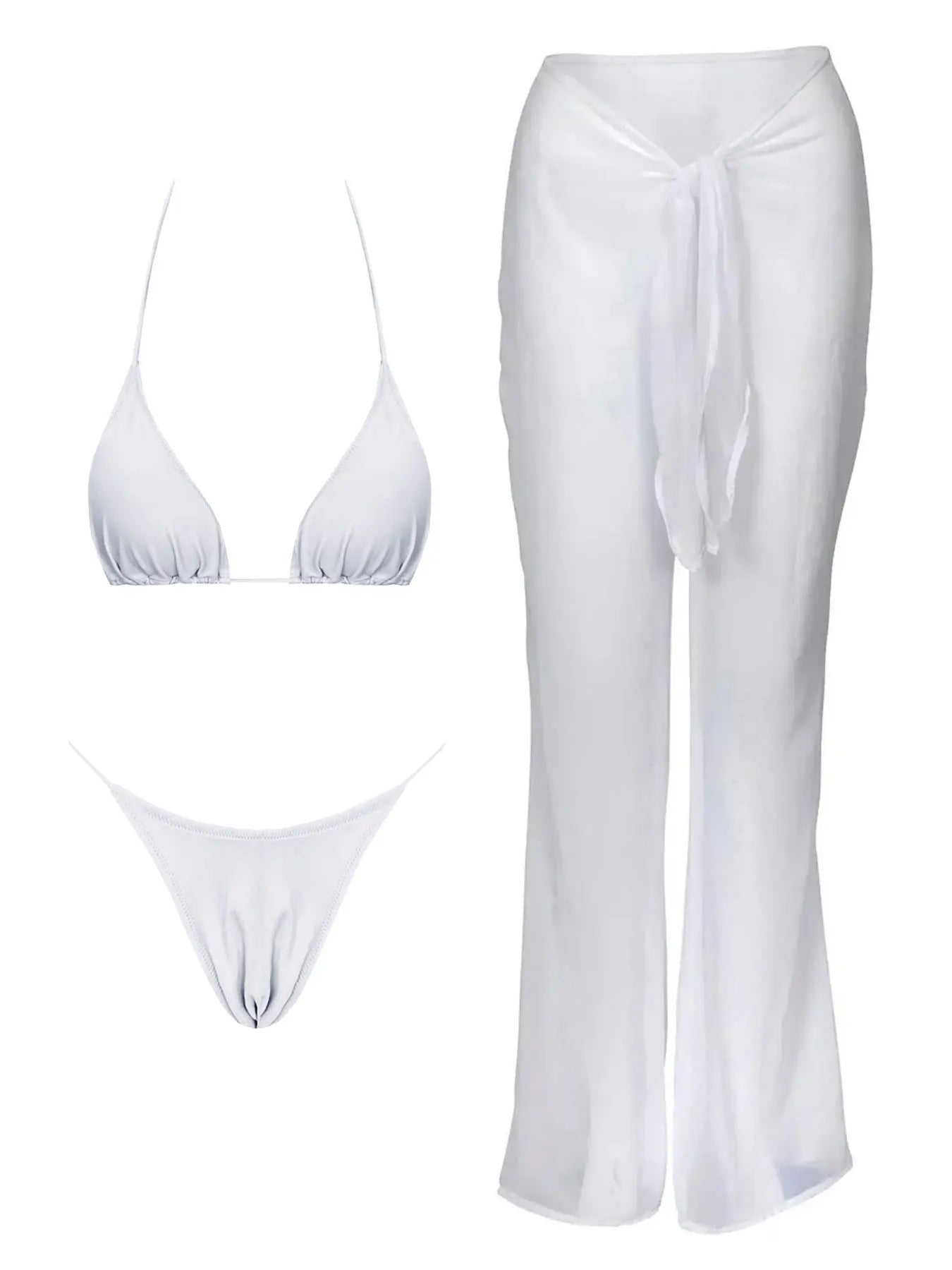 2025 Elegant Black Bikini Set with Transparent Bottoms Urban Style Beachwear White Wall Lightweight and Breathable Summer Beach