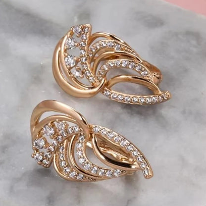 Luxurious Gold Plated Earrings For Women Inlay Synthetic Zircon Bridal Wedding Jewelry Imitation Crystal Irregular Earrings