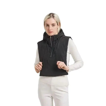 2024 New Winter Cotton Thickened Hooded Jacket Women Male Bracket Mock Collar Zipper Cape Beanies Casual Scarf Wind Snow Cap
