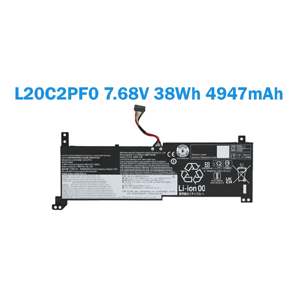L20C2PF0 7.68V 38Wh 4947mAh L20M3PF0 Genuine Original Laptop Battery For Lenovo IdeaPad V14 V15 V17 G2 G3 ALC-82KC 82KD ITL-82KA