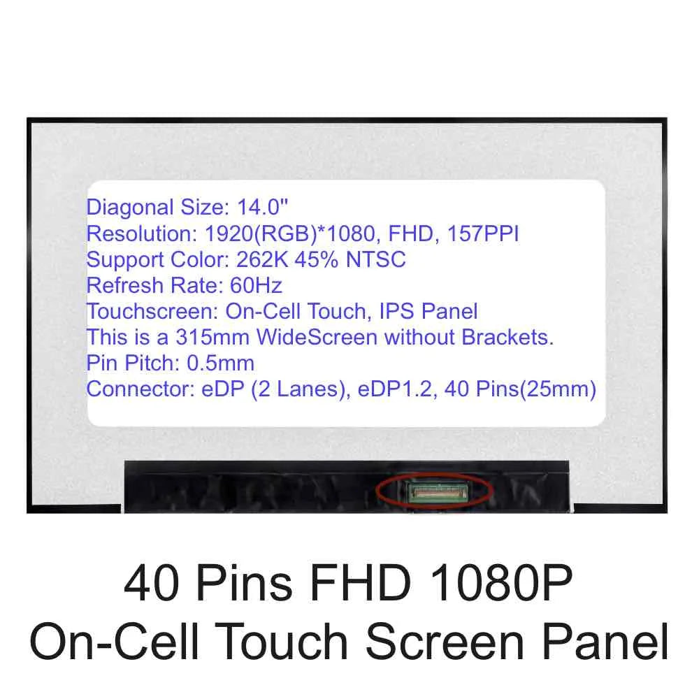 14.0 Laptop LCD Screen Display for DELL Latitude 14 7430 7420 7410 7400 P135G001 P135G002 P144G, 30 40 Pins Display Panel New