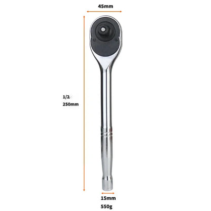 Ratchet Wrench, 1/4'' 3/8'' 1/2'' Drive 24-Tooth Reversible Socket Ratchet With Quick Release, Chrome Alloy , Fully Polished