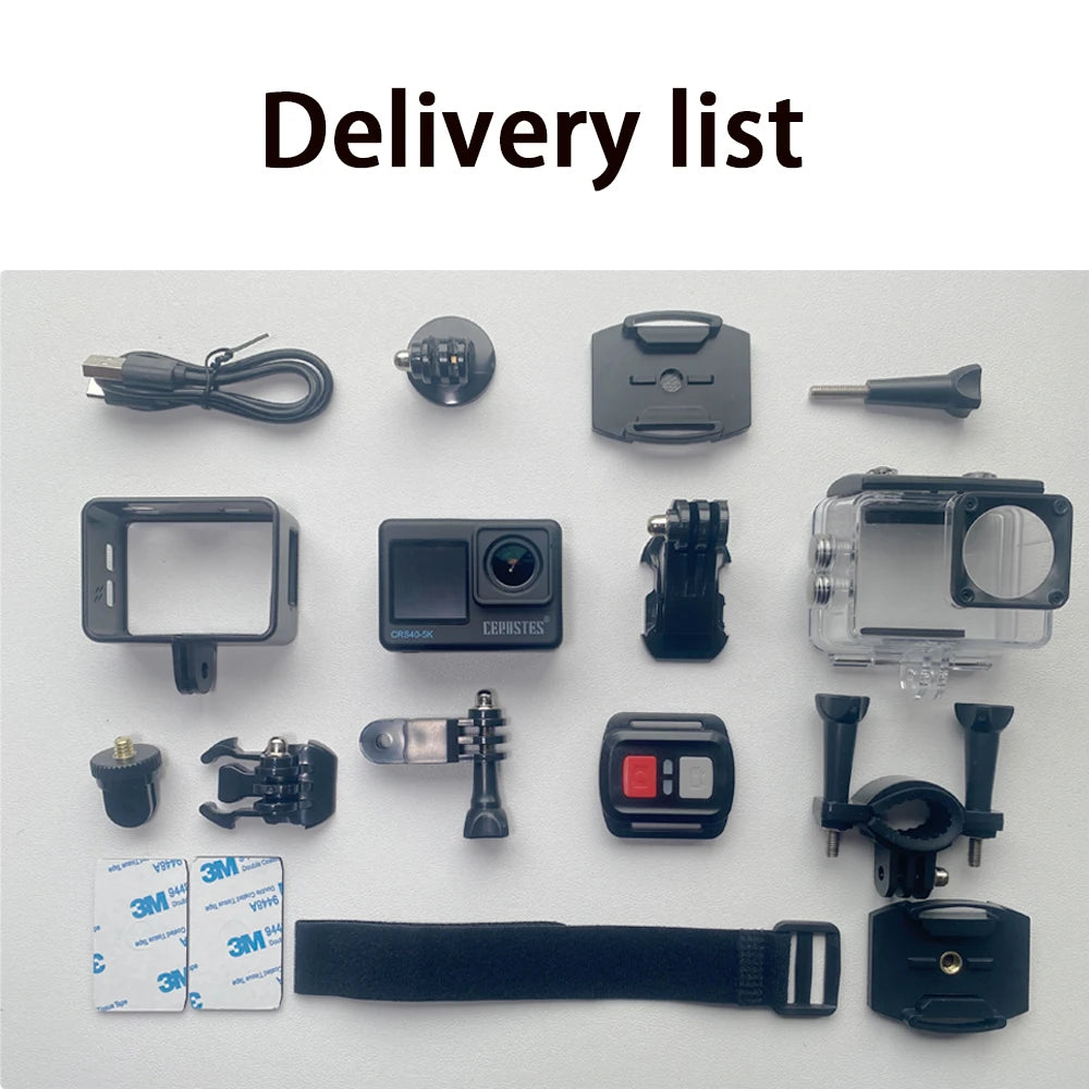 CERASTES Action Camera 5K 4K 60FPS WiFi Anti-shake Dual Screen 170° Wide Angle 30m Waterproof Sport Camera with Remote Control