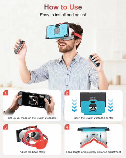 Switch 2 Virtual Reality VR Glasses with Adjustable HD Lenses and Comfortable Head Strap, Labo VR Kit  for Switch 2