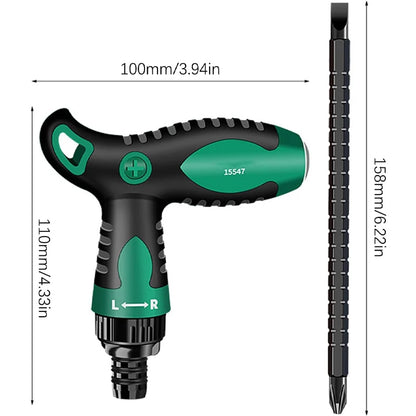 2 in 1 Ratchet Screwdriver Set T-shaped Adjustable Telescopic Nut Key Double Purpose Screw Driver Household Repair Hand Tools