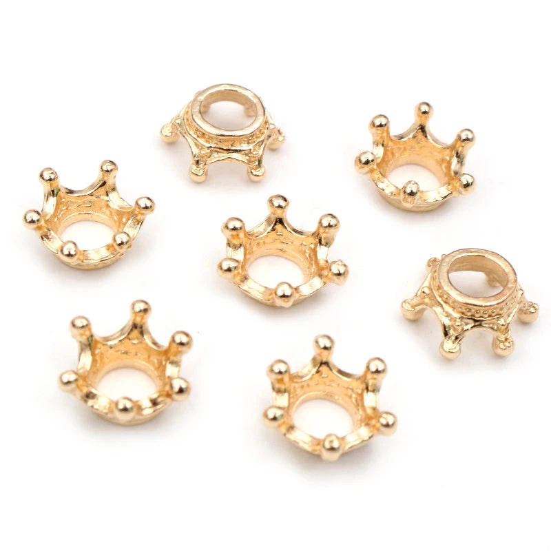 20pcs 14.5x6mm Alloy Loose Spacer Crown Beads Gold Silver Bronze Color Charms Beads for DIY Jewelry Making Bracelet Accessories