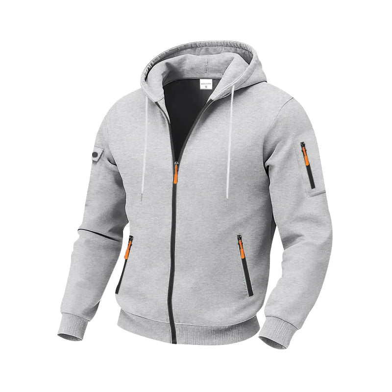 Autumn Winter New Men's Sweatshirt Jacket Loose Heavyweight Fleece Zipper Hooded Workwear Cardigan Casual Long Sleeve Sweatshirt