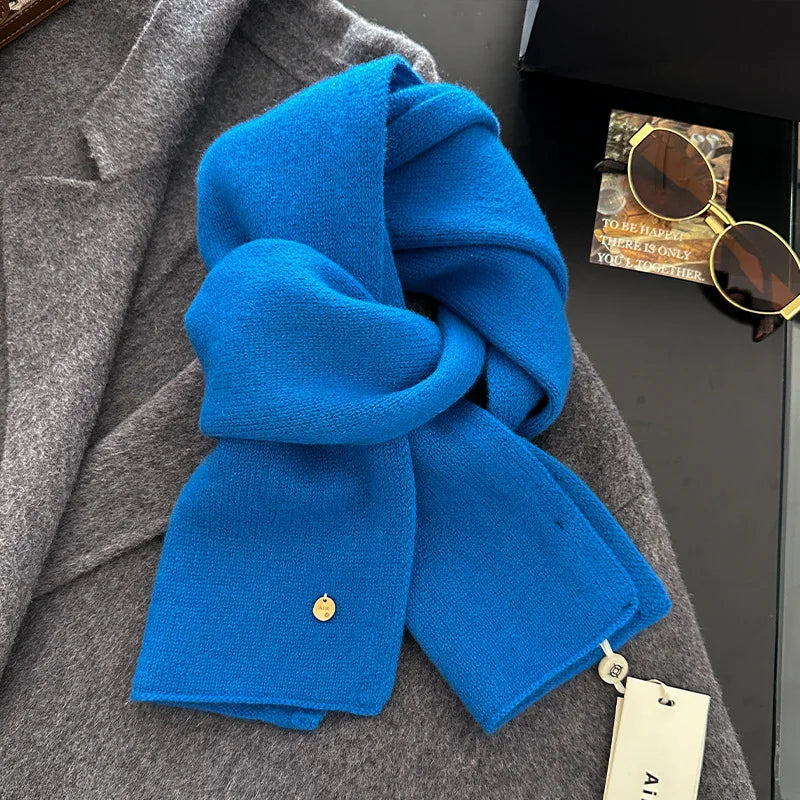 100% Wool Winter Scarf For Women Long Warm Cashmere Scarves Hijab Solid Lady Shawl Wrap Female Pashmina Bandana Head Scarfs New