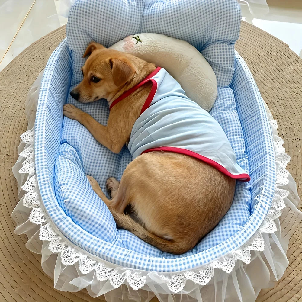 Cat Sofa Bed Comfortable Pet Nest 1pc Soft and Hairball Resistant  Cute Lace Princess Bed for Cats and Small Dogs