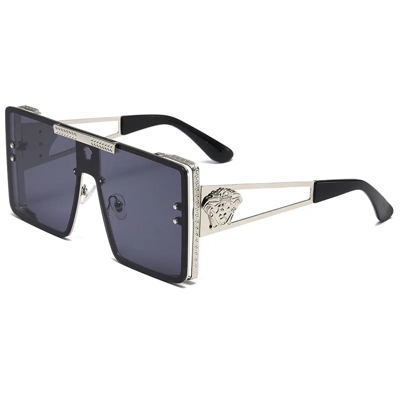 New stylish sunglasses with oversized frames, trendy metal design, perfect for fashion shows and cool street style.