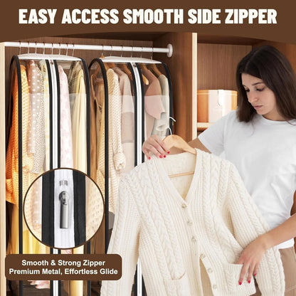 Garment Bags for Hanging Clothes 40” Long,Clear Suit Bags for Closet Storage, Travel Covers with 10"Gussets for Coat Dress Shirt
