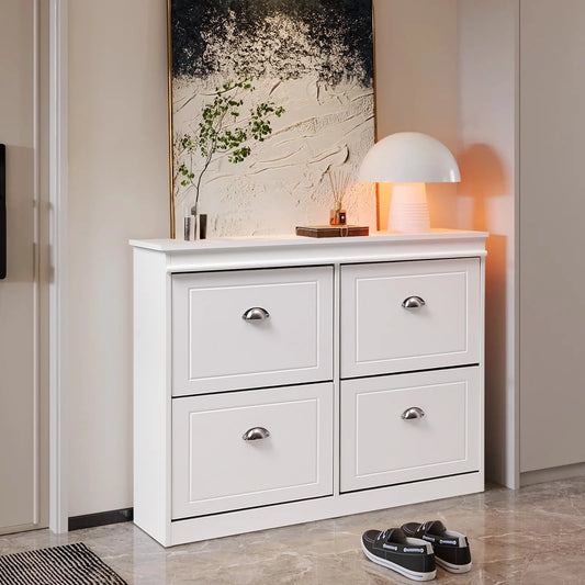 【Breeins】Flip Down Shoe Bench Cabinet, Shoes Rack Storage Organizer Shelf Home Decoration For Entryway