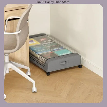 Bed Bottom Storage Box with Wheels Underbed Dust-Proof Organizer for Clothes Shoes Home Bedroom Simple Design Rolling Drawer