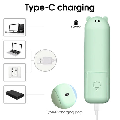 Portable Handheld Fan Cute Mini Fan 500mAh Battery 3 speed Adjustable Low-Noise Electric Fan Gift Outdoor Folding Fan