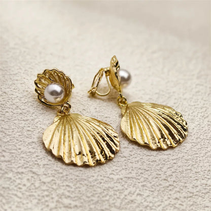 3.5 Cm Big Ball No Pierced Earclips Fashion Temperament Gold Plated Exaggerated Striped Round Clip Earrings for Women Party