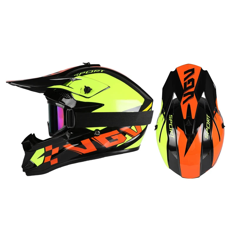 Off Road Motorcycle Helmet Rally Downhill Full Helmet Riding with Goggles Suitable for All Seasons for Men Women and Children