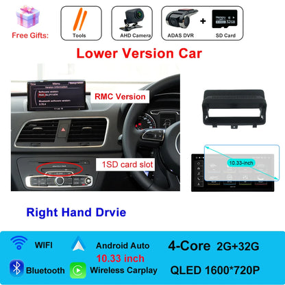 Car Radio Navigation GPS Multimedia Video Player Tools For Audi O3 2013-2018 Right Hand Drvie Android 16 Auto Carplay 12.3"
