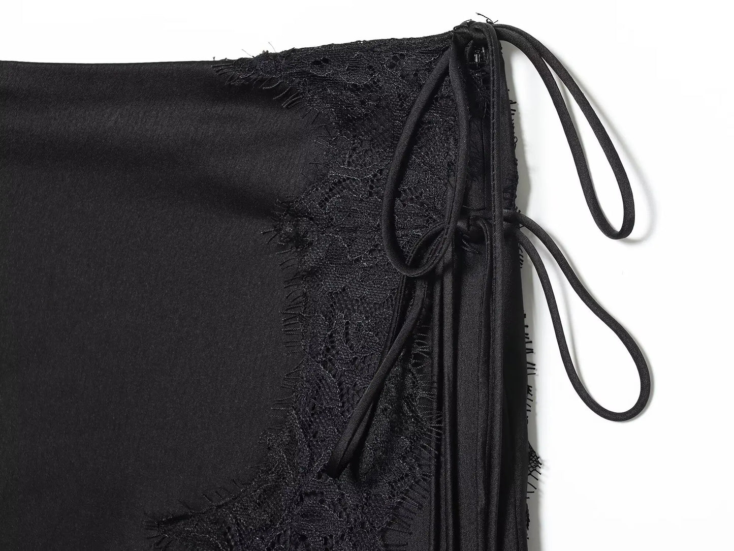 BSAY Lace Satin Asymmetry Skirt Women Fashion Autumn Winter side zip black Chic Female High Waist Elegant Long Midi Skirts Mujer