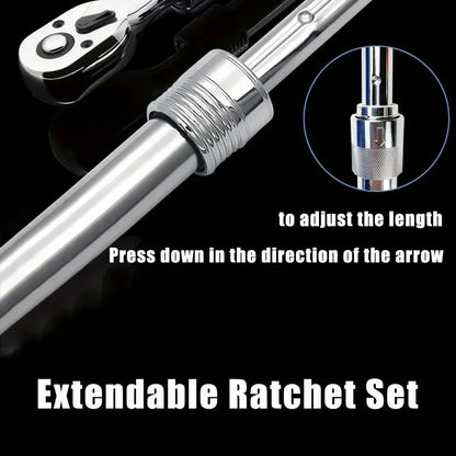 Ratchet Wrench 72 Tooth Telescopic 1/4 3/8 1/2 Inch Socket Automotive Nut Reversible Drive Wrench Mechanical Hand Repair Tool