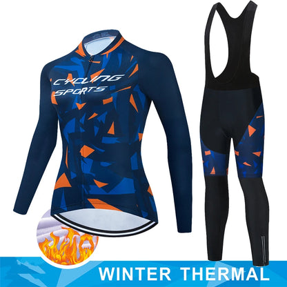 Women Winter Thermal Fleece Clothes 2026 Cycling Uniform Cycle Jersey Clothing Jerseys Pants Gel Bib MTB Jacket Suit Bike Outfit