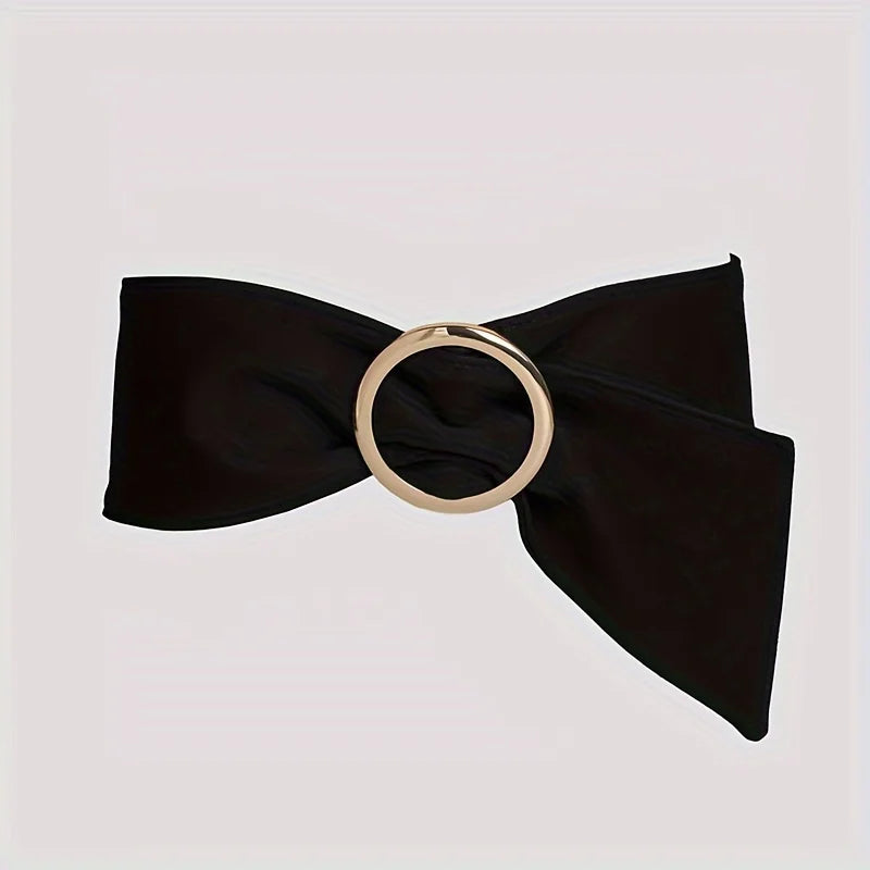 Fashionable and elegant retro women's high-end round buckle suede waist belt, soft and comfortable, versatile with a wide ribbon