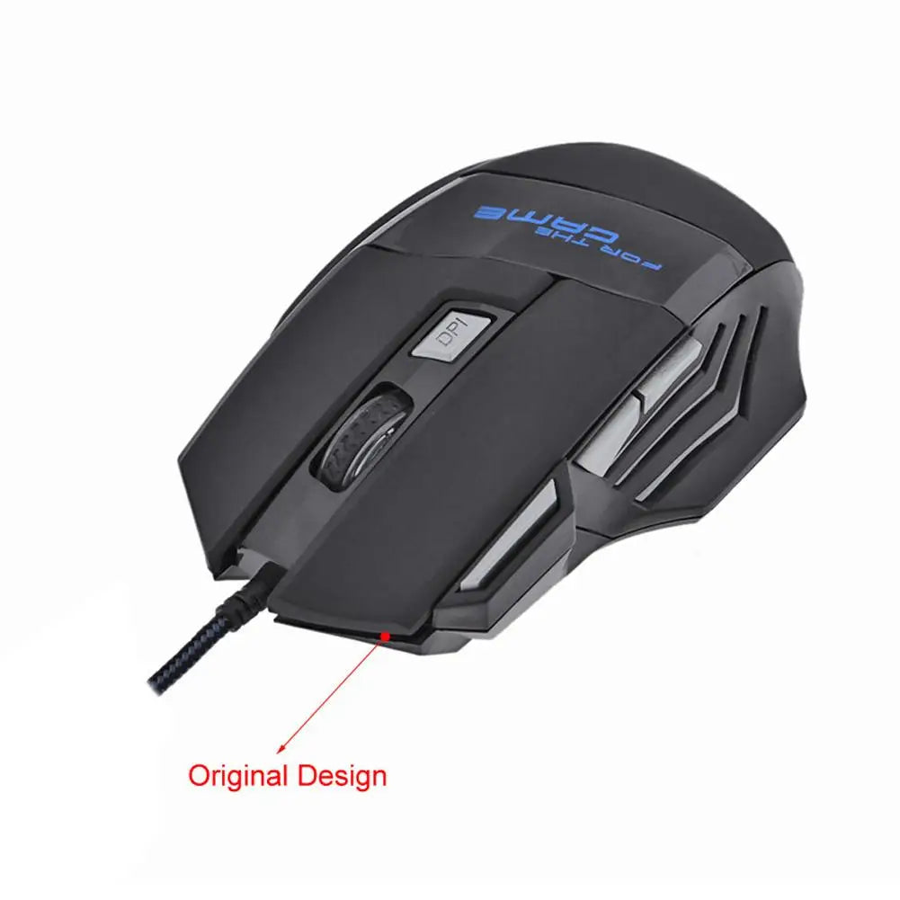 Gaming Mouse 7-Color Backlight 5500 DPI Adjustable USB Wired Optical Mice for PC