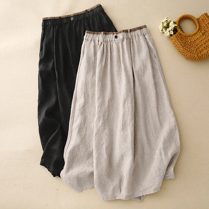 Linen Skirt Women's Spring and Summer New Korean Style Fashionable Artistic Elegant Chic All-match High Waist A- Line Skirt