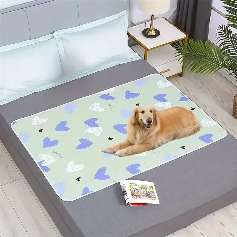 Washable & Reusable Anti-Slip Bed Protector Pad - Thick Durable Polyester Fiber Care Mat Design for Cat, Dog & Pets Cat Beds