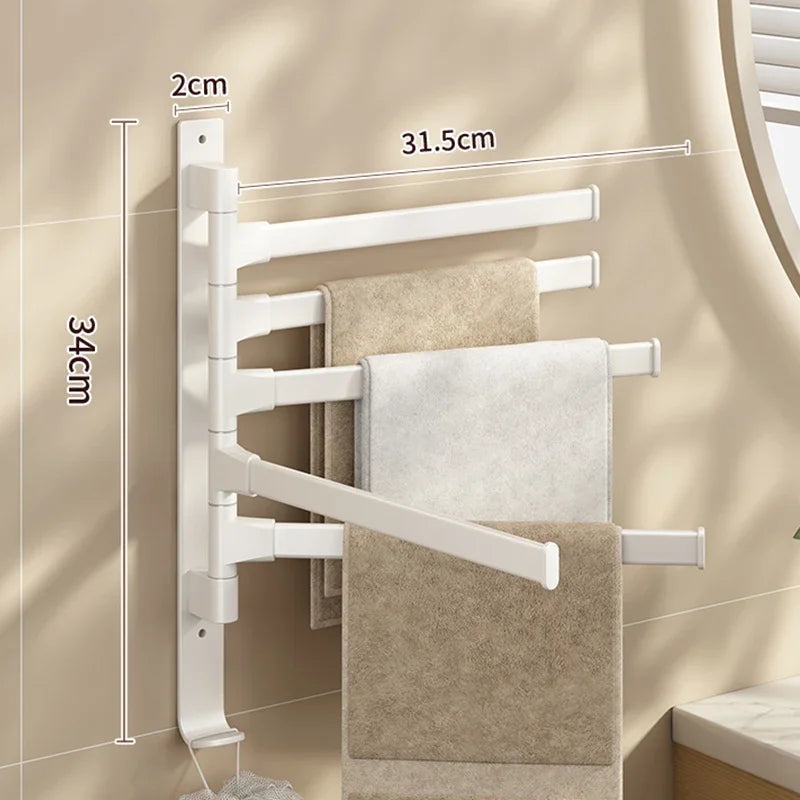 Bathroom Towel Rack Rotatable Towel Holder Space Aluminum 2/3/4/5-Bar Towel Hanger Kitchen Shelf Paper Hanging Wall Mounted