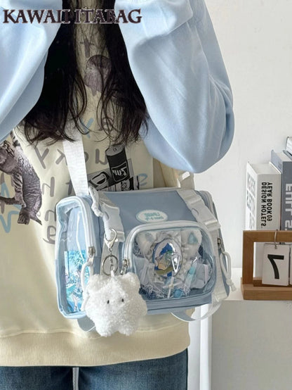 New Fashion 2025 Itabag Women Multipocket Clear Transparent Bag Summer Crossbody Bags Bucket Bag College Student Shoulder Bag