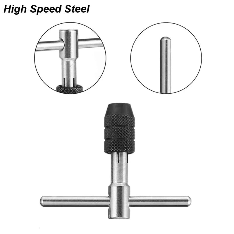 T-Handle Wrench  M3 M4 M5 M6 M8 Hand Tap Reamer Thread Tapping Tool Set Adjustable Machine Screw Thread Tapping Drill Bit