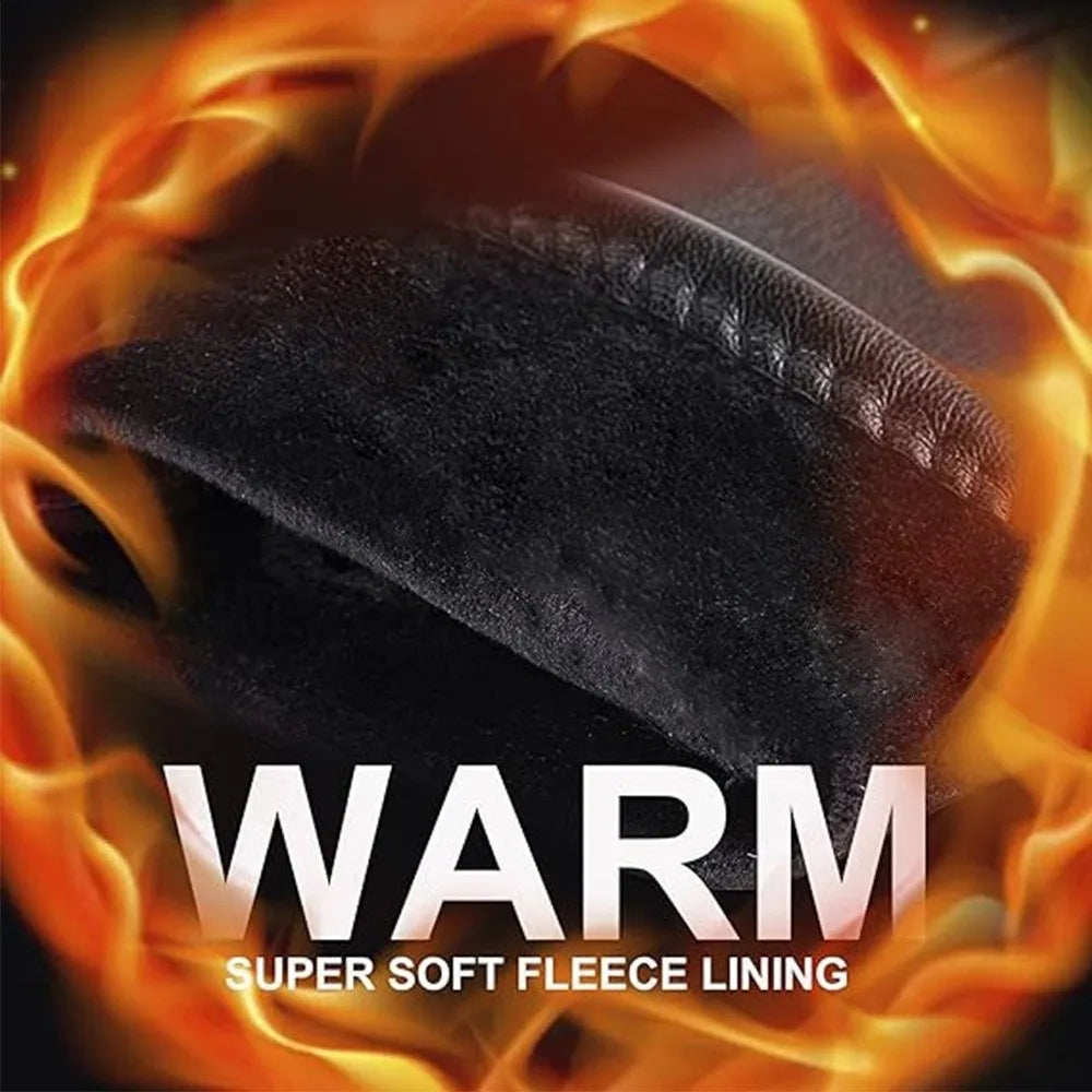 Simple Solid Color Full Finger Mittens Button Thickened Women Leather Gloves Windproof Keep Warm Touch Screen Gloves Outdooor