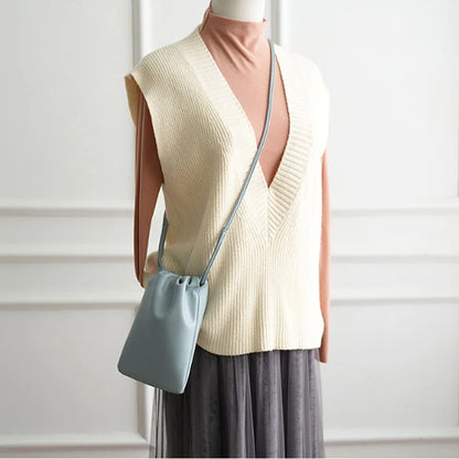 New mobile phone bag women's bag fashionable simple small lucky bag single shoulder crossbody bucket bag drawstring small bag