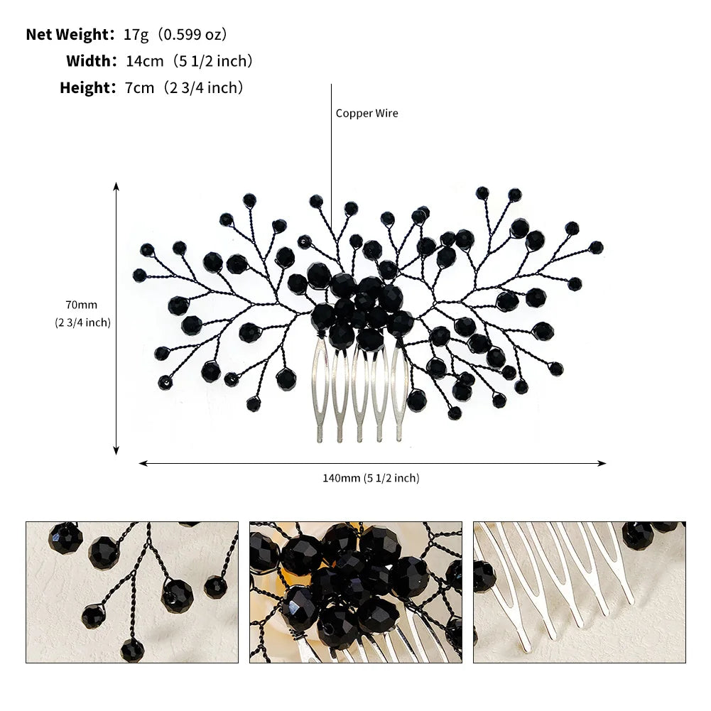 Dark Style Bridal Hair Comb Black Series Wedding Headpiece Hair Accessories Fashionable Holiday Halloween Party Gifts For Women