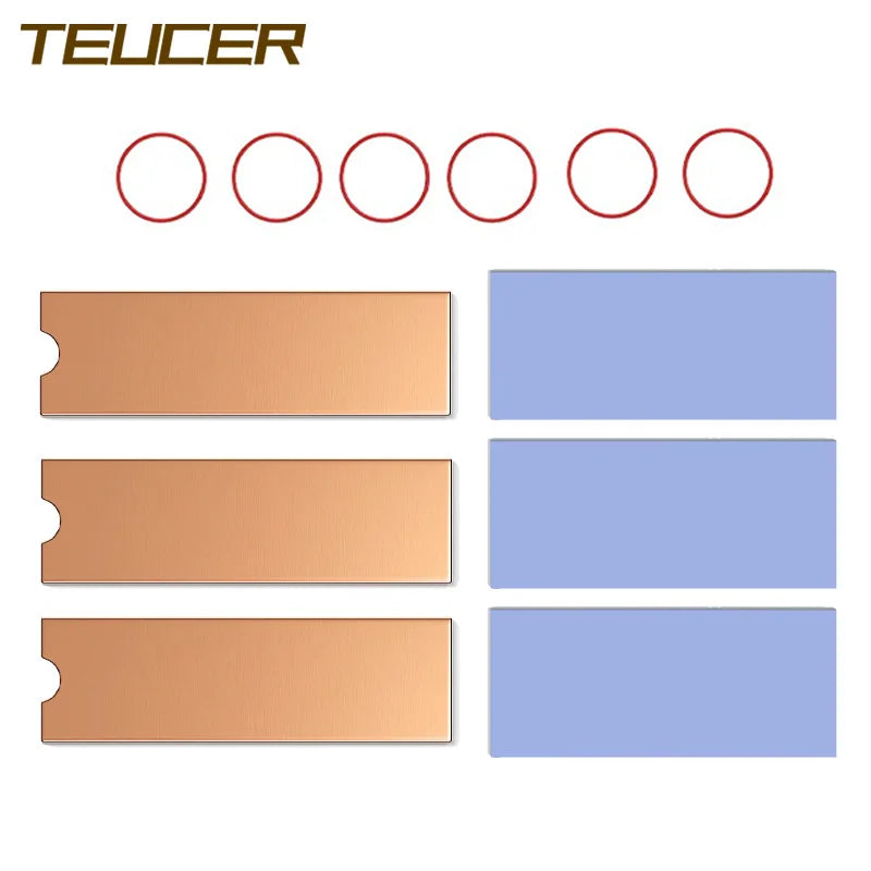 TEUCER M.2 Copper Heatsink NVMe 2280 SSD Copper Cooler Solid State Disk Radiator with Thermal Silicone Pad for Laptop Desktop