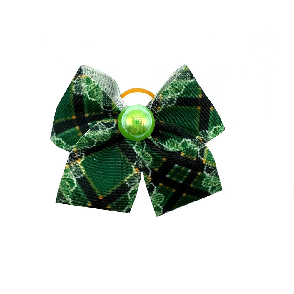 50/100pcs Small Dog Grooming Bows Pearl Plaid Style Pet Dog Hair Bows Rubber Bands Dog Hair Accessories Pet Supplies for Dogs