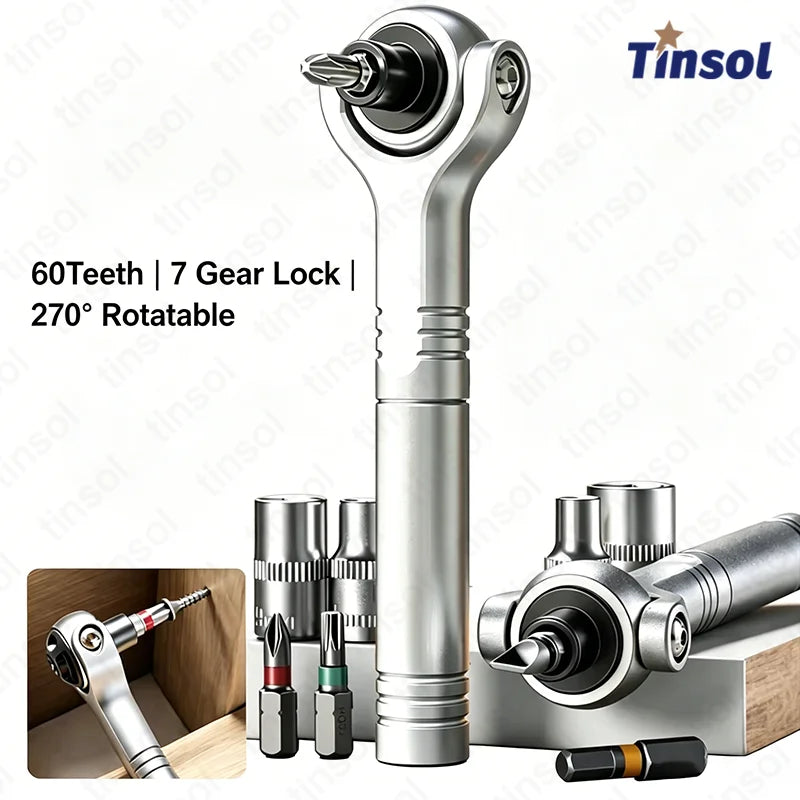 60 Teeth Ratchet Wrench 7 Gear Lockable 270° Rotatable Detachable Magnetic Adsorption Forward Reverse Adjustable Hand Tool Heavy