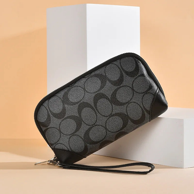 Elegant Floral Print Large Capacity Long Wallet for Women Double Zipper Handbag with Wrist Strap Mobile Phone Storage 2026 Ne...