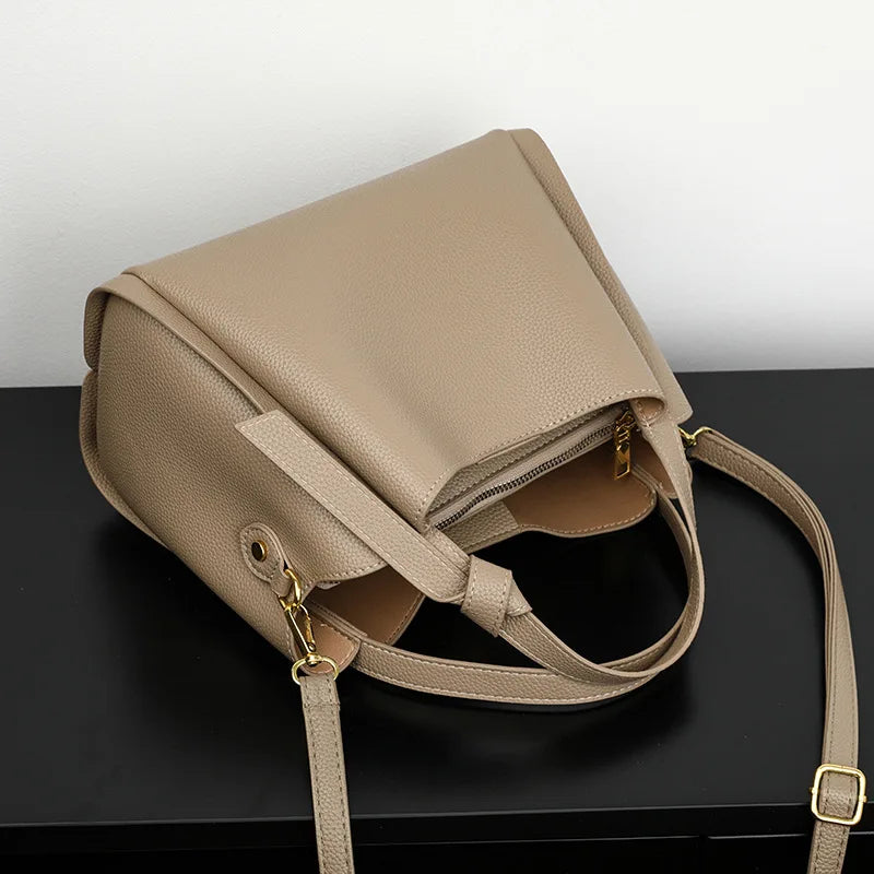 Women's Handbags Retro Fashion Simple New Texture Large Capacity Shoulder Bag Portable Messenger Bucket Bag